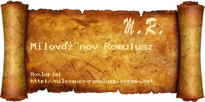 Milovánov Romulusz névjegykártya